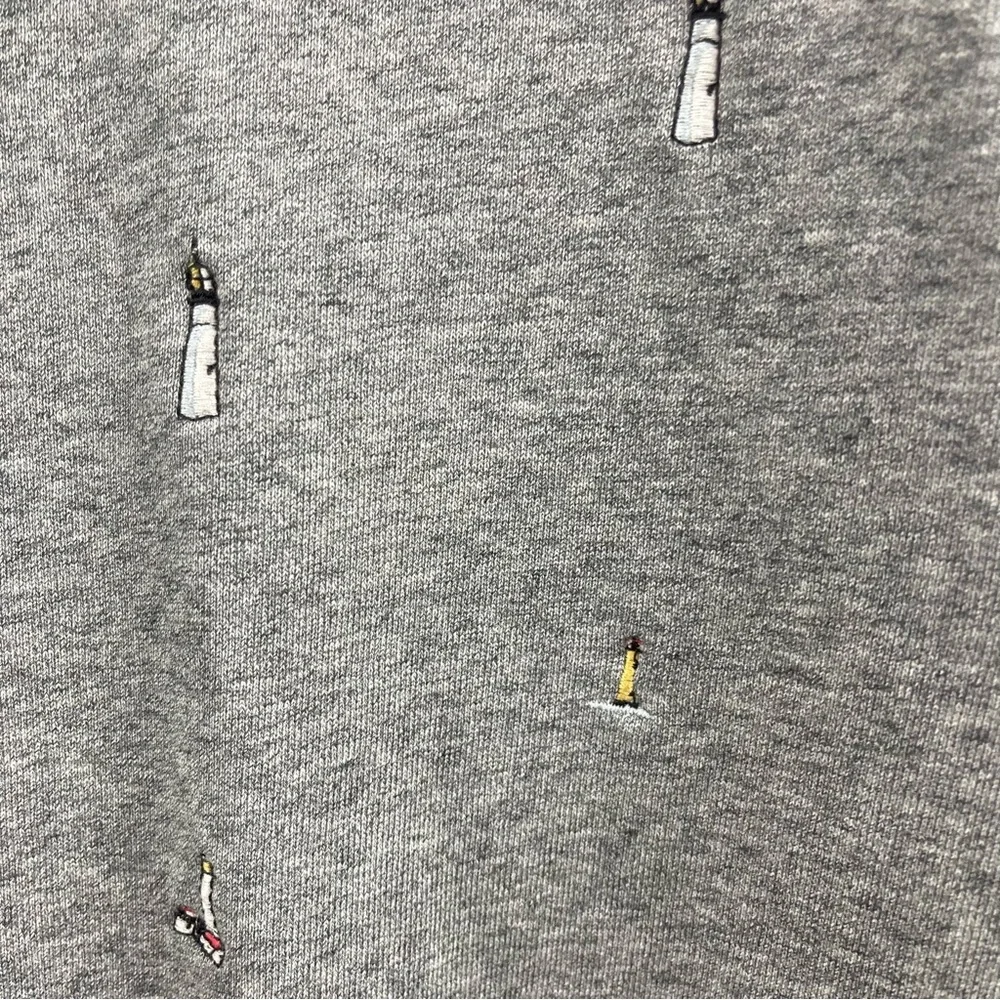 J. Crew Vintage Fleece Crewneck Sweatshirt Lighthouse Embroidered Sz L - Picture 7 of 10
